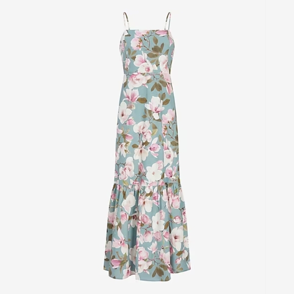 Express Dresses & Skirts - Express Sleeveless Square Neck Tiered Poplin Maxi Dress, Size Small